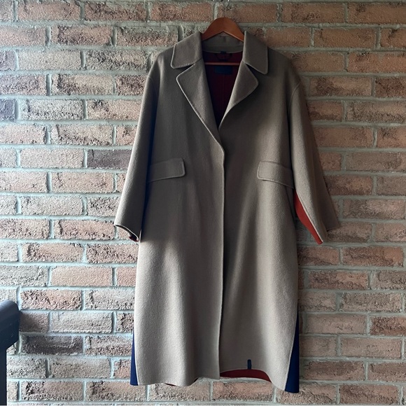 RUDSAK Jackets & Blazers - RUDSAK | Tan, rust, & navy blue oversized long open wool fall winter coat jacket